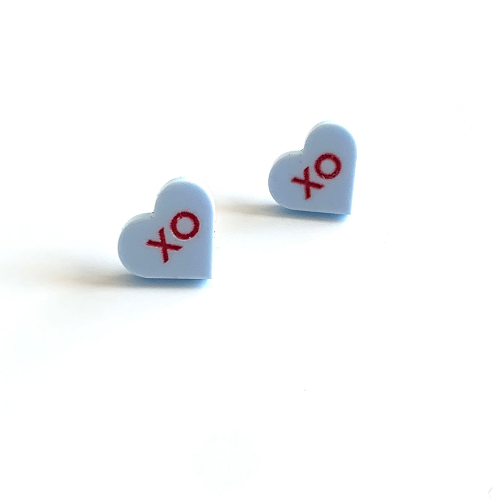 Conversation Heart Valentines Acrylic Stud Earrings