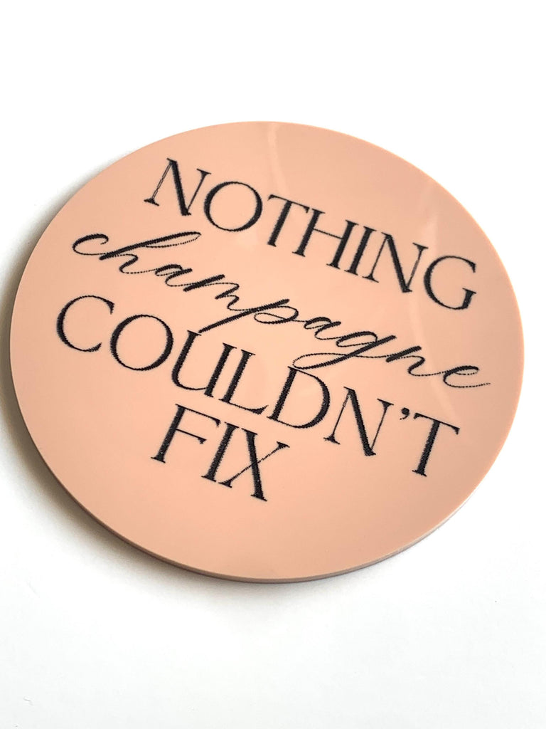 Champagne Acrylic Coaster Set – Nude + Black Hand Painted Drink Coasters | Classy Cocktail Bar Cart Decor | Set of 4 | Hostess Gift