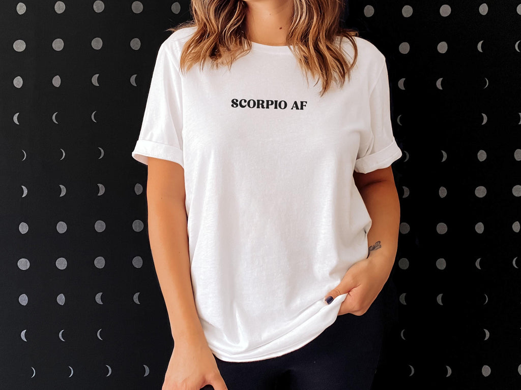 Zodiac T-Shirt or Sweatshirt – Black or White – Astrology Gift – Horoscope Tee – Zodiac Sign Shirt – Choose Saying & Style