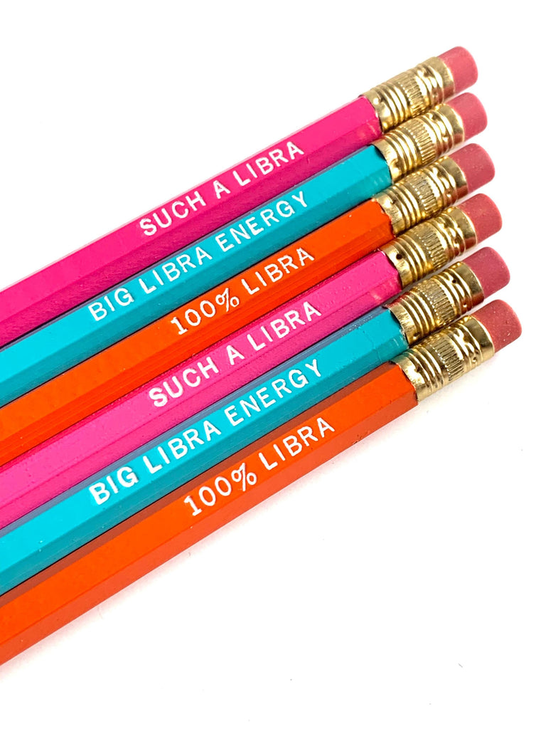 Zodiac Pencil Set – Set of 6 Astrology Pencils – Black & White or Colorful – Gold or White Foil – Horoscope Gift – Unsharpened Pencil Pack