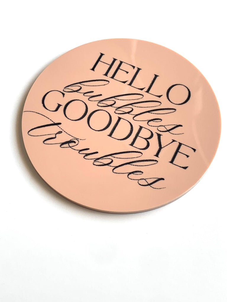 Champagne Acrylic Coaster Set – Nude + Black Hand Painted Drink Coasters | Classy Cocktail Bar Cart Decor | Set of 4 | Hostess Gift