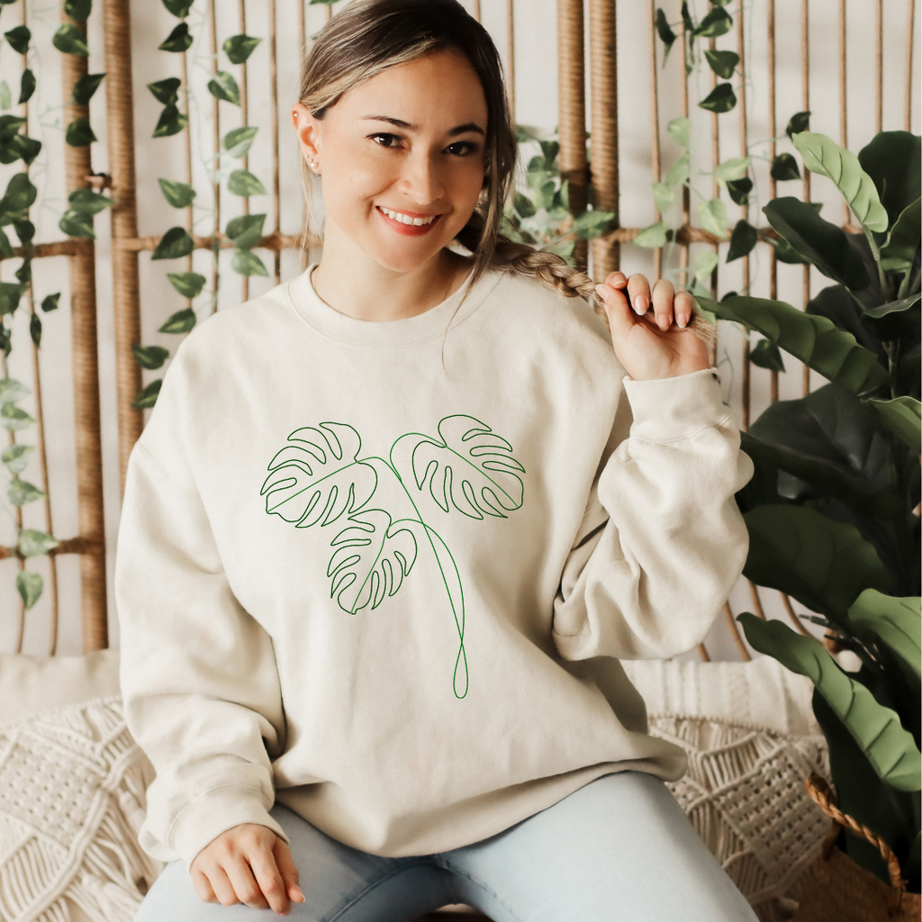 Monstera Leaves Line Art Sweatshirt