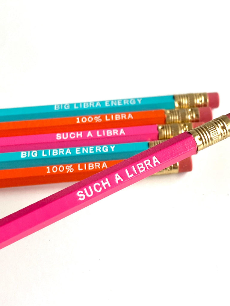 Zodiac Pencil Set – Set of 6 Astrology Pencils – Black & White or Colorful – Gold or White Foil – Horoscope Gift – Unsharpened Pencil Pack