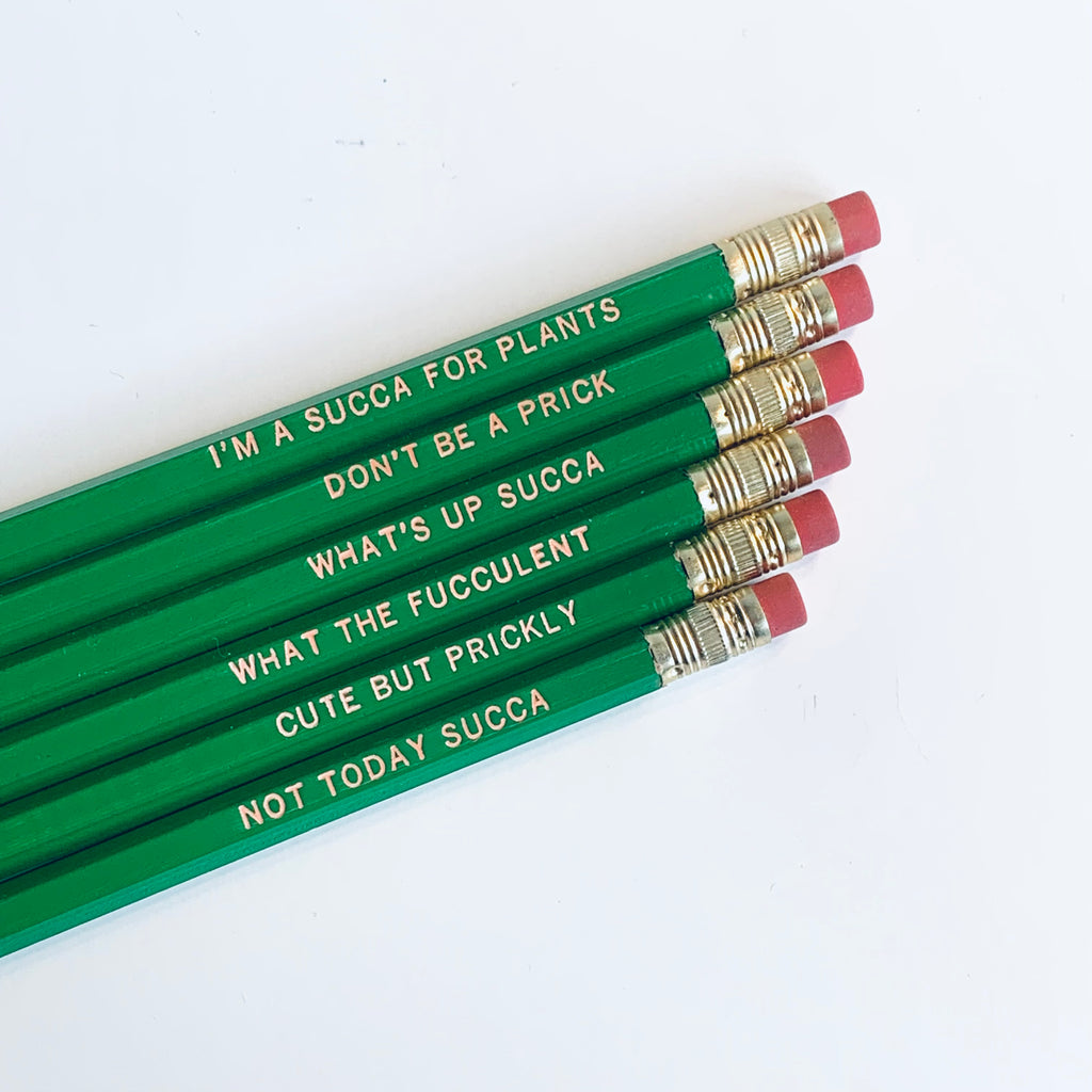 Succulent Saying Pencil Set