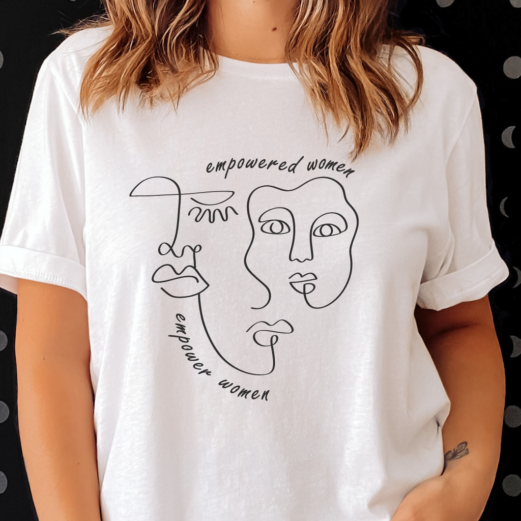 Empowered Women Face Line Art T-Shirt