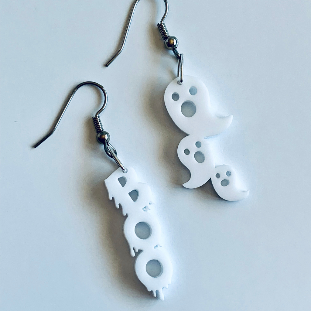 Boo Ghosts Mismatched Halloween Earrings