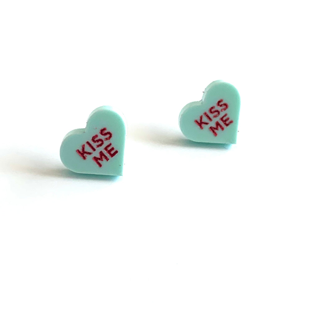 Conversation Heart Valentines Acrylic Stud Earrings