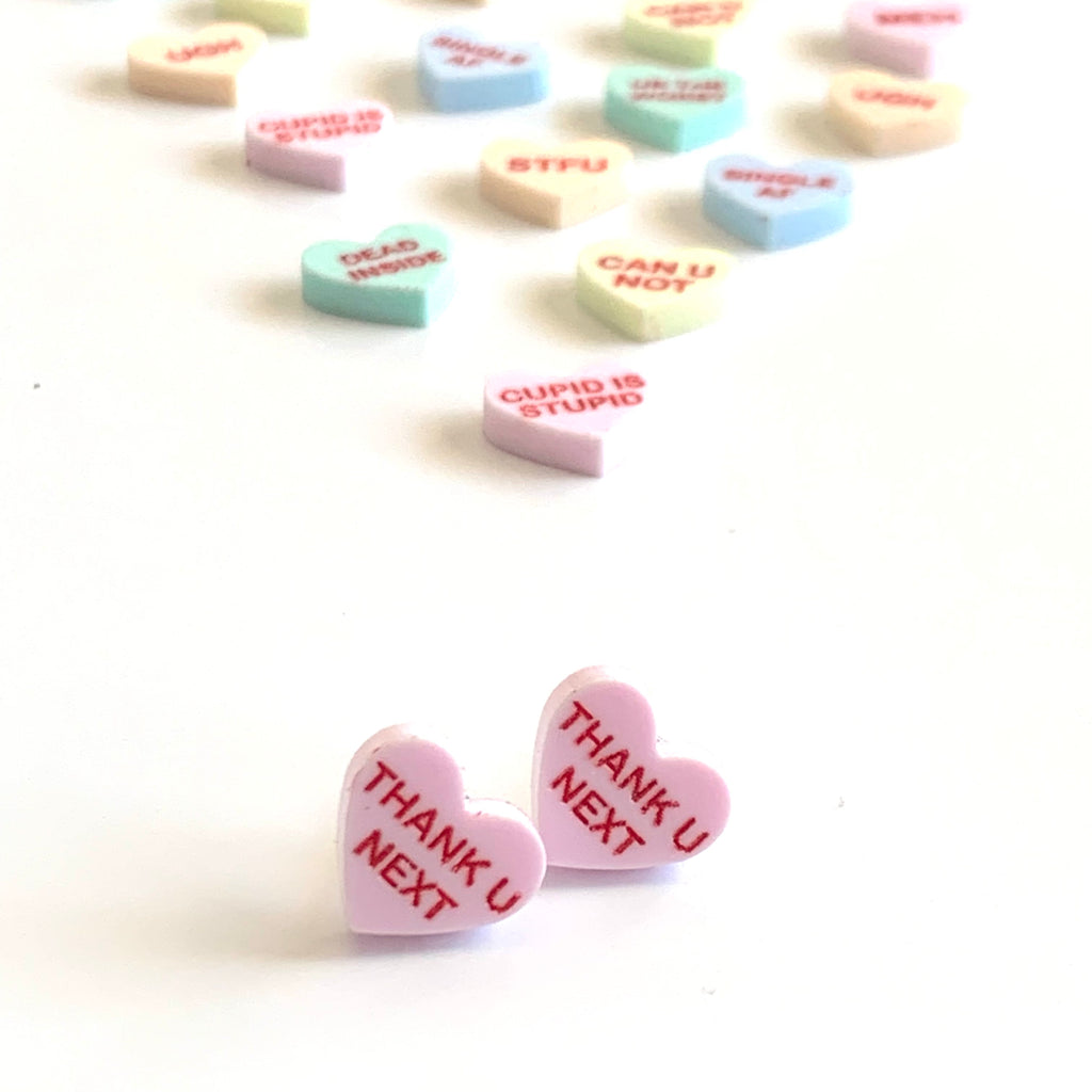 Conversation Heart Anti-Valentines Acrylic Stud Earrings